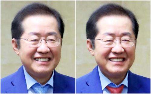 특사단 만난 홍준표…다시 '빨간 넥타이'로 프사 교체